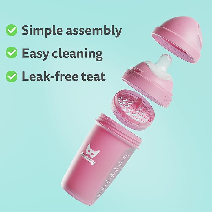 Herobility Double Anti-Colic Baby Bottles – 5 fl oz/140ml – 4-Pack – Multicolor - White, Gray, Iron Blue, Blue