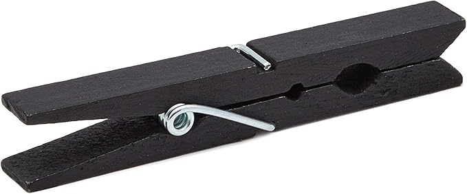 Juvale 100 Pack Wooden Clothespins for Hanging Laundry, Crafts, Photos (Black, 4 in Clothes Pins Wooden)