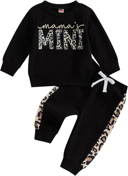 Kupretty Baby Girl Fall Winter Clothes Toddler Outfit Letters Graphic Crewneck Sweatshirts + Joggers Pants Set