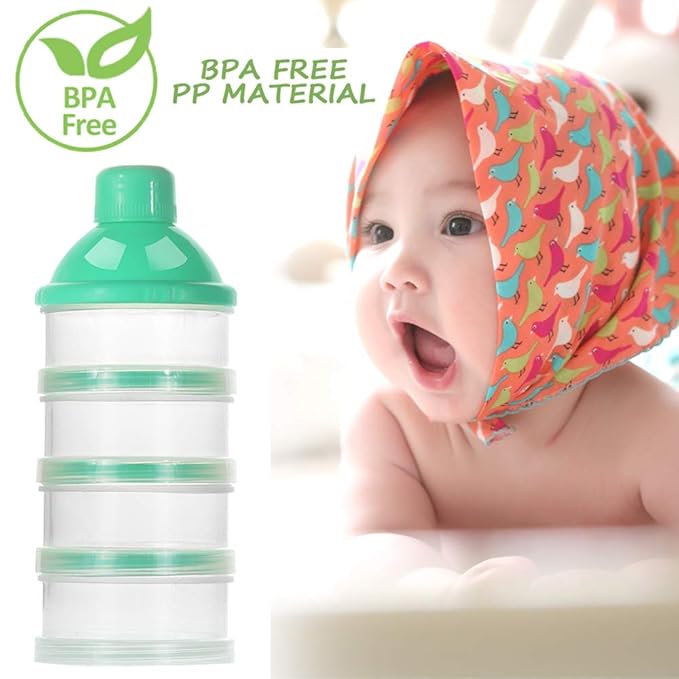 Accmor Formula Dispenser On The Go, 4 Compartments Stackable Formula Container for Travel, Baby Milk Powder Kids Snack Container, BPA Free ﻿