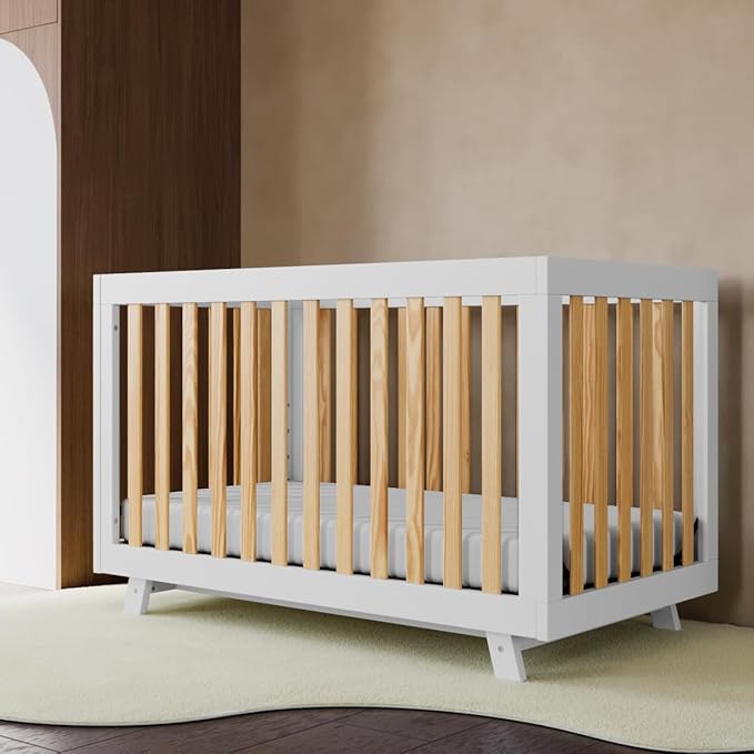 Storkcraft Beckett Grow-with-Me Convertible Crib (Natural & White) – GREENGUARD Gold Certified, Converts to Toddler Bed & Daybed, Fits Standard Crib Mattress, Easy-to-Assemble