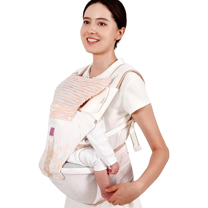 Bebamour Baby Carrier with Hip Seat,All-Position Breathable Mesh Hip Seat & Carrier 0-36Months with Head Hood, 3 PCS Teething Pads, Waist Extender,Storage Bag & Pacifier Case (White)