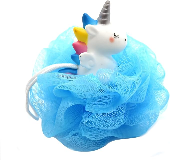 Cute Unicorn Kids Bath Loofahs Balls for Baby Girls Boys Mesh Shower Ball Pouf Exfoliating Bath Sponge Body Cleaner Bath Accessories