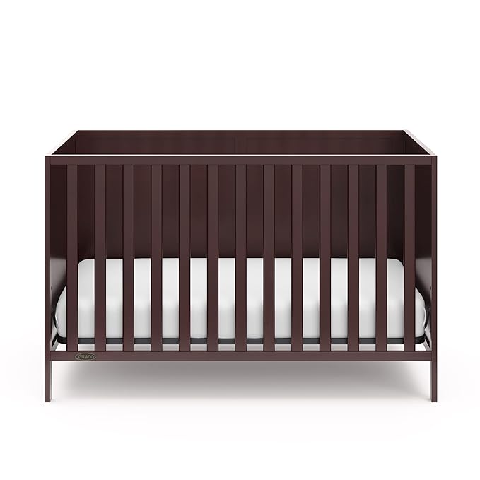 Graco Theo Crib and Mattress Nursery Essentials Pack (Espresso) – GREENGUARD Gold Certified Baby Crib & Crib Mattress, Cribs with Mattress Included, Convertible Crib, Baby Mattresses for Crib