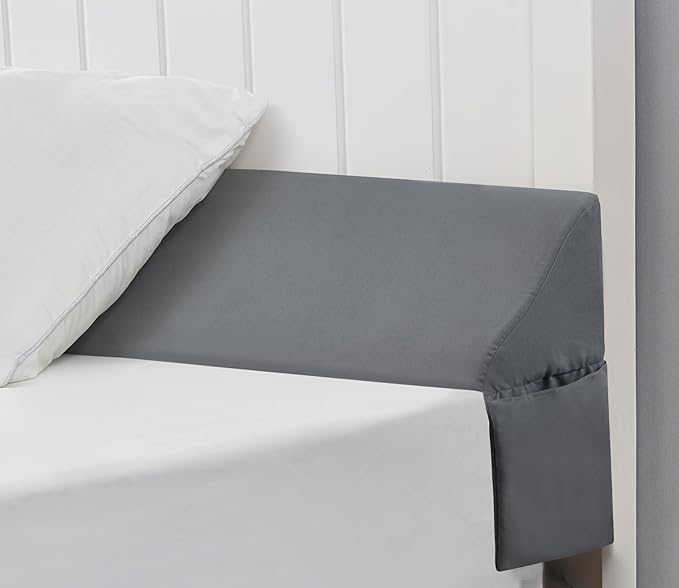 Vekkia Queen Bed Wedge Pillow/Headboard Pillow for Headboard Gap,Bed Gap Filler to Close Gap (0-3.5"),with Handy Pockets and Washable Cover- Grey