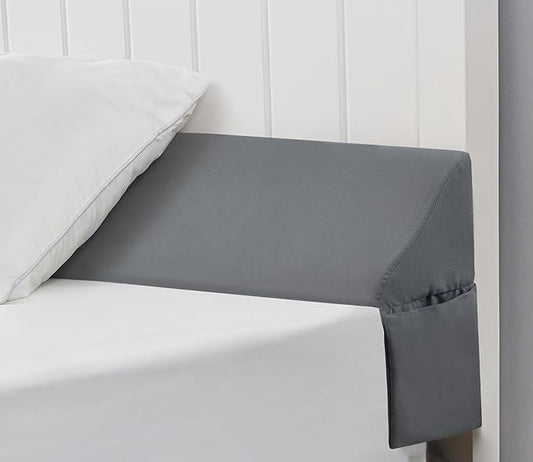 Vekkia Queen Bed Wedge Pillow/Headboard Pillow for Headboard Gap,Bed Gap Filler to Close Gap (0-3.5"),with Handy Pockets and Washable Cover- Grey