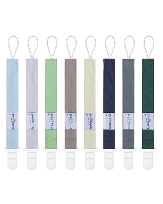 Babygoal Pacifier Clips 8 Pack, Pacifier Holder Clips for Baby Boys and Girls Fits for Most Pacifier, Binkie Styles & Baby Teethers & Toys and Gift-Neutral Color 8PS41