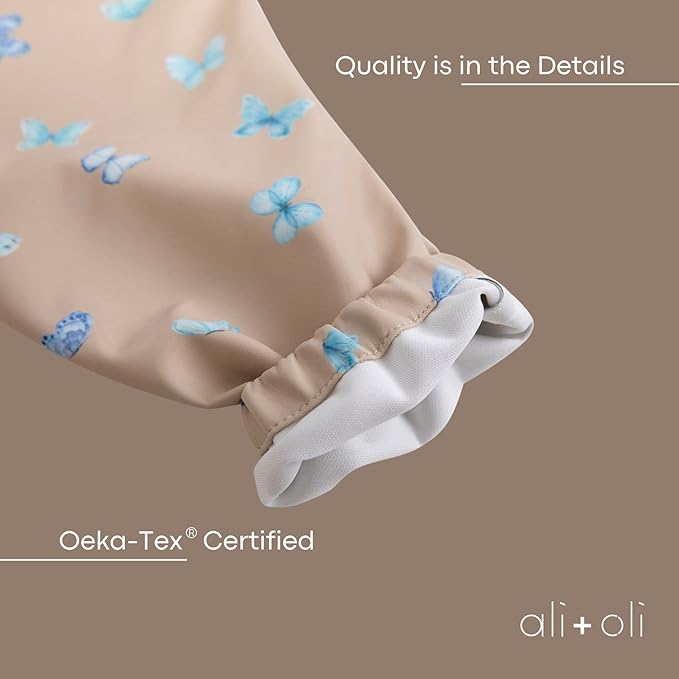 Ali+Oli Smock Bibs for Babies, BPA-Free Oeko-Tex Certified, Waterproof Baby Smock, Machine Washable, Toddlers Ages 6m+