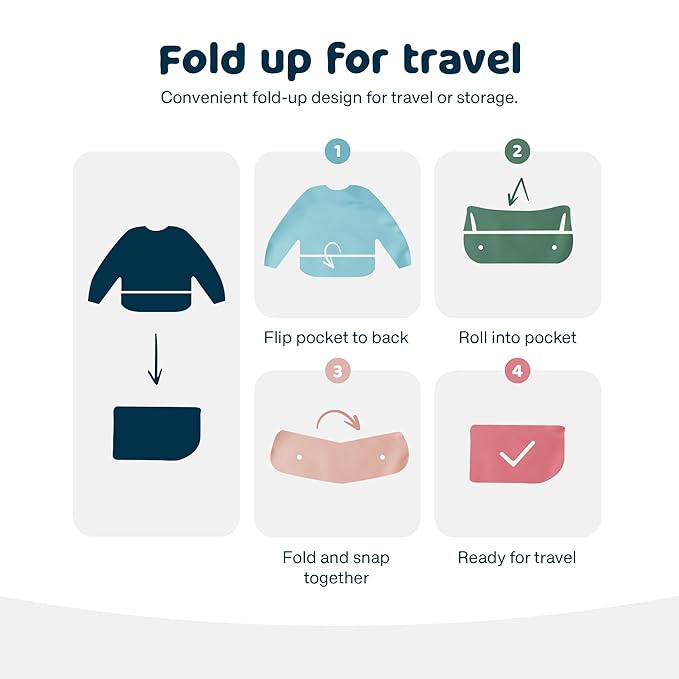 Tiny Twinkle Mess Proof Baby Bib,Waterproof Smock Baby Bib for Eating,Machine Washable Long Sleeve Bib,Baby Led Weaning,Toddler Bib,BLW Supplies(Space, Small 6-24 Months)