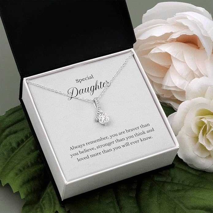 To My Daughter Gift Necklace From Dad or Mom - Badass Daughter Jewelry With Heartfelt Message & Elegant Box