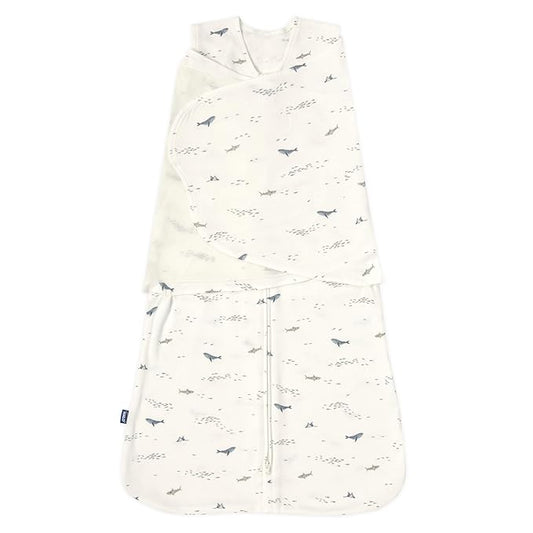 HALO 100% Cotton Sleepsack Swaddle, 3-Way Adjustable Wearable Blanket, TOG 1.5, Ocean Life, Newborn, 0-3 Months
