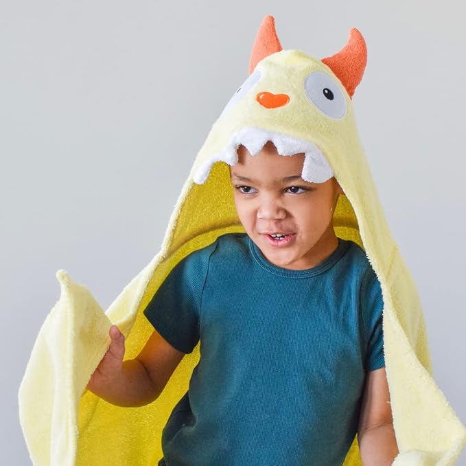Children's Hooded Towel Yellow Monster, Unisex Toddler, Kids