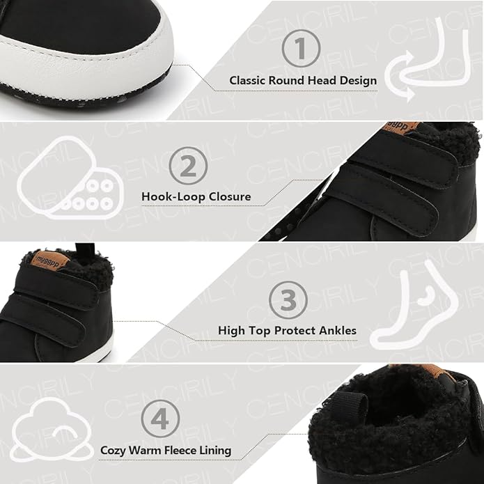 CENCIRILY Baby Boys Girls High Top Sneakers Soft Soles Anti Skid Infant Ankle Shoes Toddler Prewalker First Walking Crib Shoes