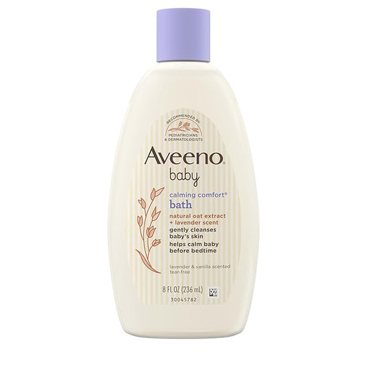 Aveeno Baby Calming Comfort Bath & Wash with Relaxing Lavender & Vanilla Scents & Natural Oat Extract, Hypoallergenic & Tear-Free Formula, Paraben-, Phthalate- & Soap-Free, 8 fl. Oz