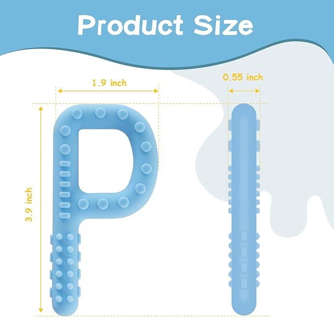 Sensory Chew Toys for Autistic Children, 4 Pack P Shape Teething Toys, Baby Teethers Autism Chew Toys for for Oral Motor Movement Stimulates, Silicone Chew Necklaces for Kids Adults BPA Free