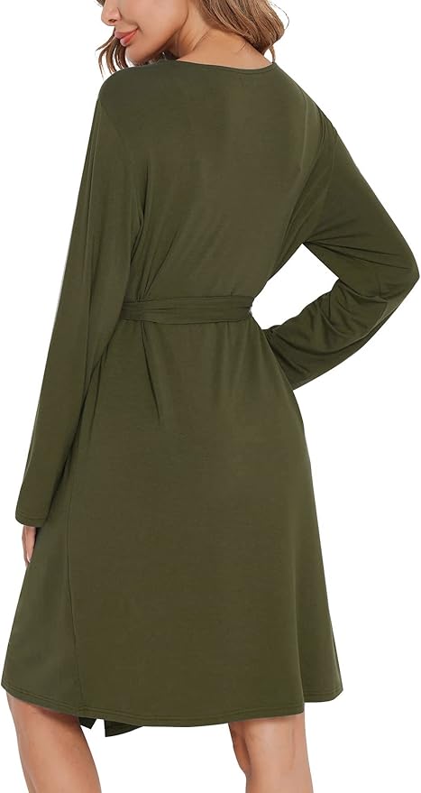SWOMOG Womens Maternity Robe 2 Piece Nursing Nightgown for Breastfeeding 3 in 1 Labor Delivery Nursing Dress Lace Bathrobe