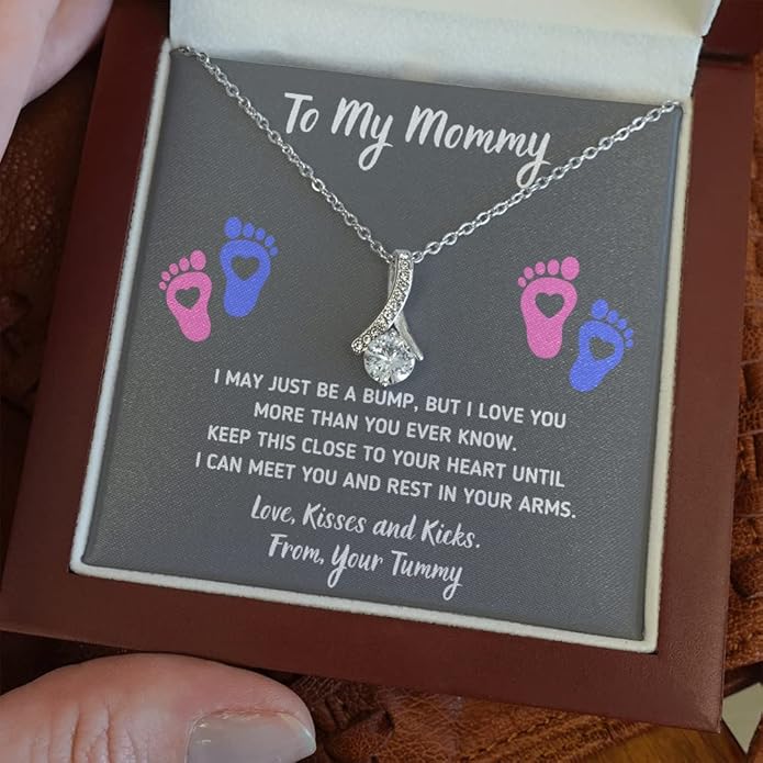 Baby Feet Jewelry Necklace, Mommy To Be Gifts For 1st Time Mom, To My Mommy Necklace Baby Bump, Gifts For Pregnant Women Mom To Be