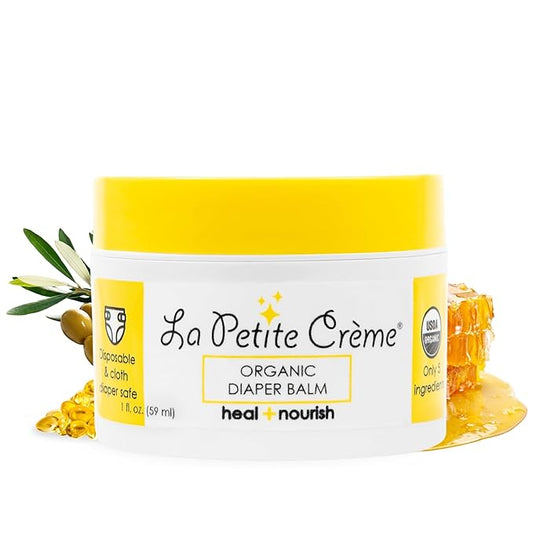 La Petite Creme French Organic Diaper Balm (1 oz) - Healing & Nourishing Diaper Cream - Gentle & Safe Liniment Baby Lotion - USDA Certified Organic - Baby Essentials for Newborn