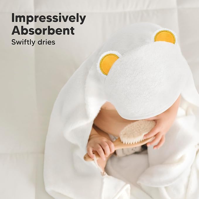 KeaBabies Hooded Baby Towel for Newborn - Viscose Derived from Bamboo Large Baby Bath Towels with Hood for Boys, Girls, Toddler, Extra Absorbent & Soft Newborn Bath Essentials (Bear)