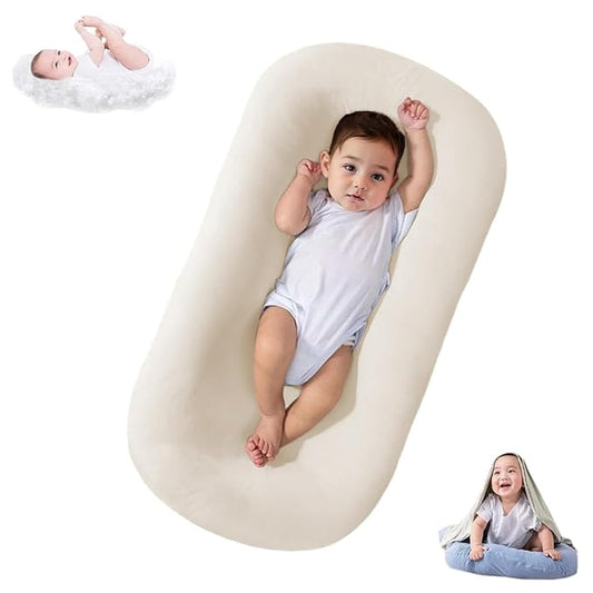 Lucakuins Baby Lounger, Bionic Design Baby Lounger for Newborn 0-24 Months, Soft Organic Cotton Breathable Lounger for Infants (Bluebell)