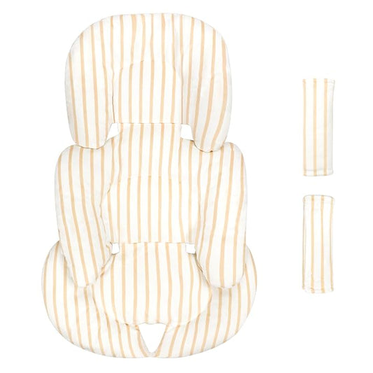 Infant Car Seat Insert Cushion, Super Soft Baby Car Seat Head Support & 2 Straps Pads, Reversible Preemie Newborn Carseat Insert, Fit Car Seat, Stroller, Infant Bouncer, Brown