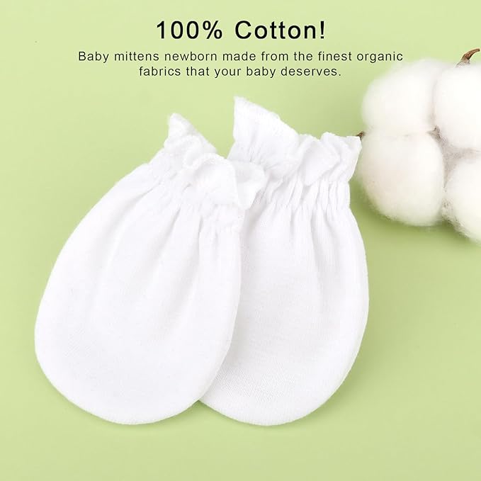 BQUBO 12 Pairs Baby Mittens Newborn Infant Toddler Mittens No Scratch Cotton Elastic Wrist Gloves for Boys Girls 0-6 Months