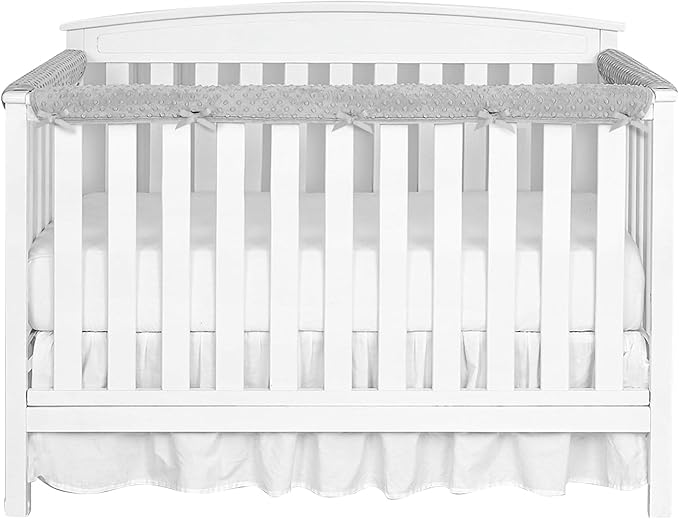3 in 1 Crib Rail Covers for Teething,Soft Breathable Anti-Collision Crib Teething Rail Cover Edge Protector Strip（2025 New） (Gray-Bubble)