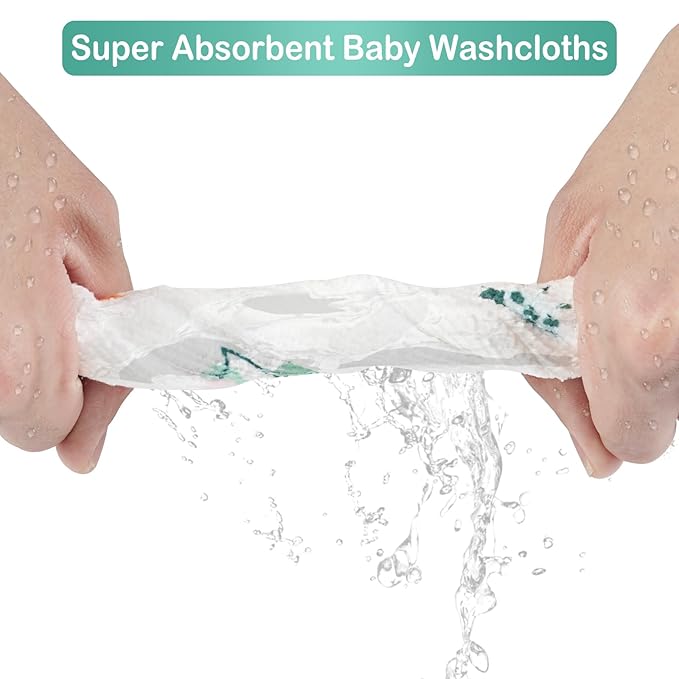 Viviland Baby Washcloths, Super Soft Baby Bath Towels for Newborn 24 Pack, Absorbent Face & Body Wash Cloth for Baby Girl, Butterfly Pattern, 9 x 9 inch