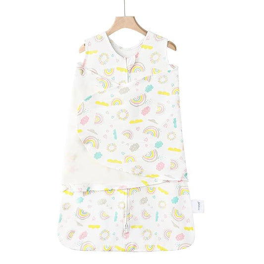 Swaddle-Blanket Baby Girl & Boy Swaddles Newborn Infant Transition 100% Cotton Wrap Blankets, 3-Way Adjustable Wearable Blanket, TOG 1.0 (Rainbow 0-3 Month)