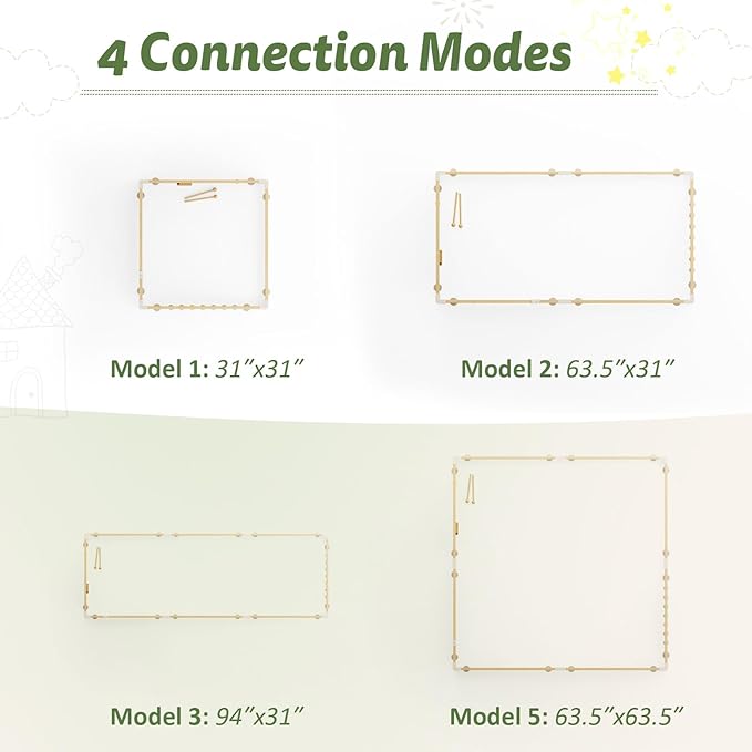 Large Wooden Baby Playpen for Babies and Toddlers, Adjustable Play Yard with Anti-Slip Base, Locking Gate & Easy Assembly, Indoor Kids Activity Center Safety Play Fence 63.5×63.5