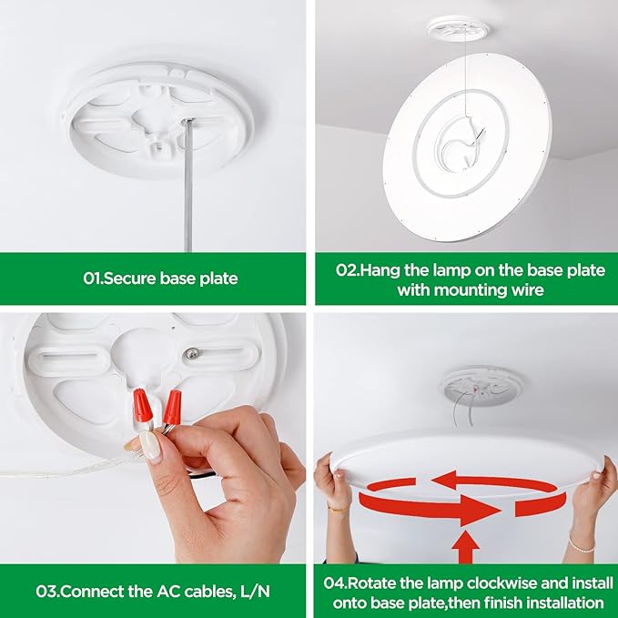 TALOYA 18 Inch Flush Mount Light Fixture Led,Compatible with Alexa Google Assistant Smart Life App,Sleek Round Ceiling Fixture,36+4W Main Light and RGB Night Light Adjustable,Enabled by 2.4G Wi-Fi