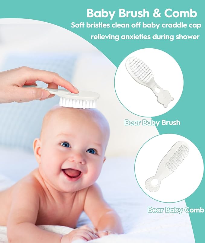 Baby Healthcare and Grooming Kit, Safety Newborn Nursery Baby Care Kit, with Hair Brush Comb, Nail Clipper, Thermometer, Pacifier Clip, Baby Registry Search, Baby Girl Boy Newborn Essentials