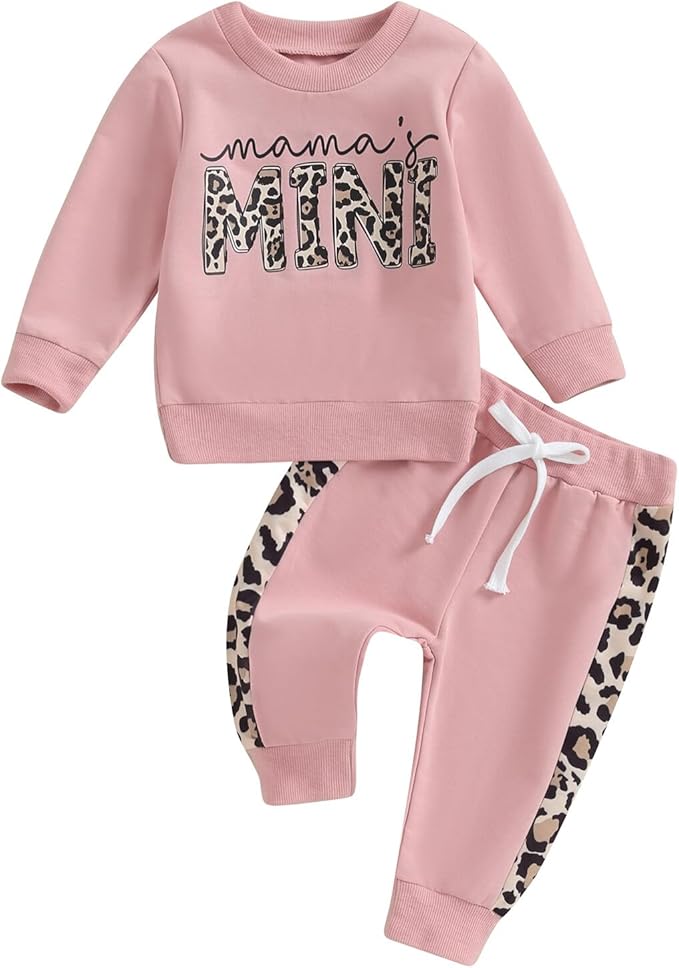 Kupretty Baby Girl Fall Winter Clothes Toddler Outfit Letters Graphic Crewneck Sweatshirts + Joggers Pants Set
