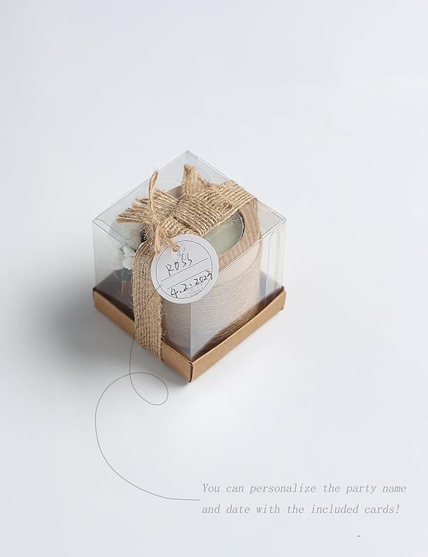Ju's Favors Wooden Candle Holders (Set of 10), Baby Shower Favors, Candle Favors for Guests, Baby Christening Party Favors for Guests.(Light brown-pink)