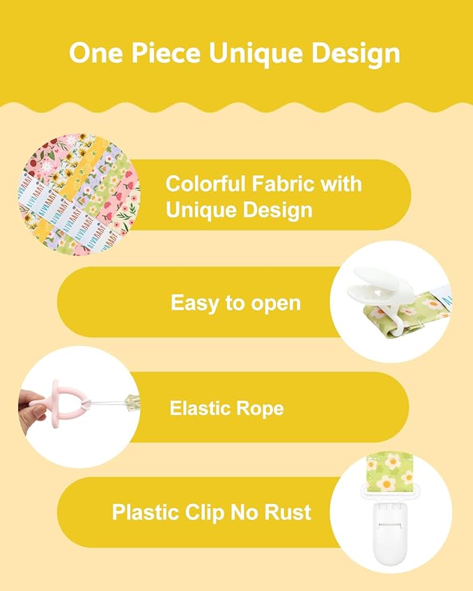ALVABABY Pacifier Clips 8 Pack Binky Paci Clip Holder Leashes for Newborn Baby Boys Girls 8DP23A