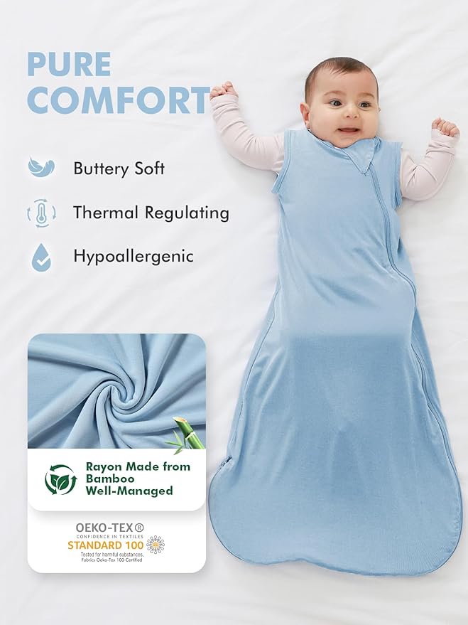 HAPIU Unisex Rayon Made from Bamboo Baby Sleep Sack TOG 0.5, 2-Way Zipper YKK, Wearable Blanket Toddler