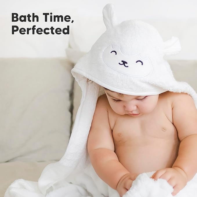 KeaBabies Hooded Baby Towel for Newborn - Viscose Derived from Bamboo Large Baby Bath Towels with Hood for Boys, Girls, Toddler, Extra Absorbent & Soft Newborn Bath Essentials (Lamb)