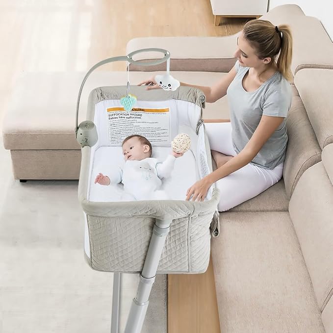 RONBEI Baby Bassinet, Bedside Sleeper Cribs,Baby Bed to Bed, Adjustable, Portable for Newborn, Infant/Baby Boy/Baby Girl