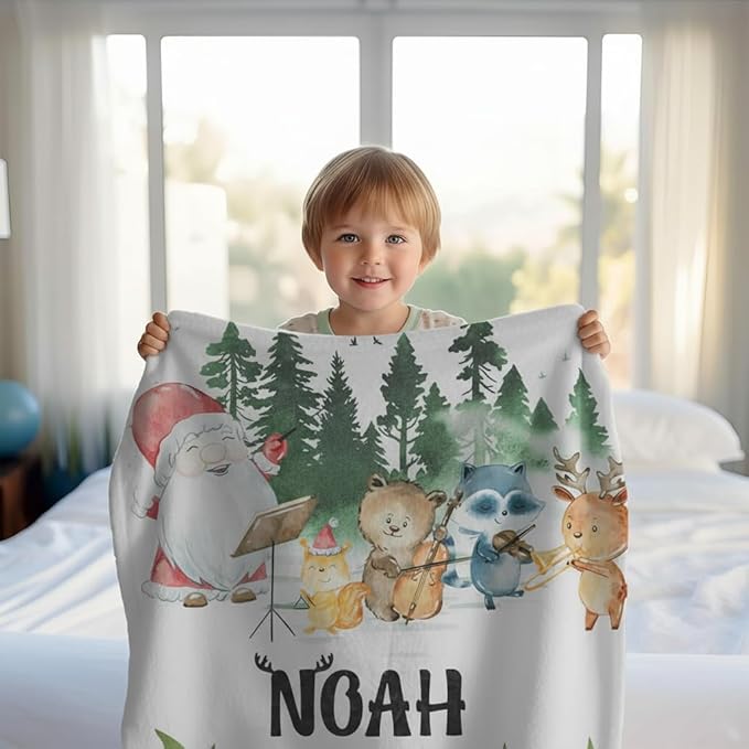 Personalized Baby Blankets with Name, Customized Name Blanket for Boys Girls, Custom Toddler Blanket Gifts for Birthday, Christmas, Newborn Soft Flannel Blankets Kids Birthday Gifts