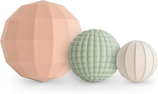 mushie Silicone Nesting Spheres Sensory Toy (Blush) | Pack of 3