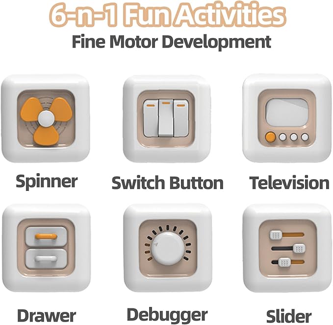 Jollybaby Montessori Block Toy - Educational Busy Cube 6-n-1 Kids Preschool Baby Toddler Travel Toys 12M+, Learning Stimulation Activity Boards for Toddlers 3 Years Old Gift (D Set)