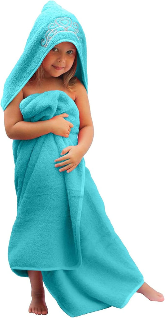 Princess Baby Bath Towel [Ice Blue] Hooded Toddler Towels For Girls Up to 10 Years - Oversized Baby Towels With Super Absorbent 100% Cotton - Soft and Cozy Beach Towel - Full Coverage Kids Bath towel