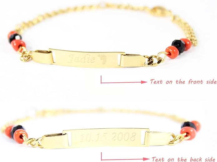 Tina&Co Personalized 18K Gold Plated Baby Name Bracelet Custom Bracelets for Kids Id Protection Bracelet Baptism for Girls