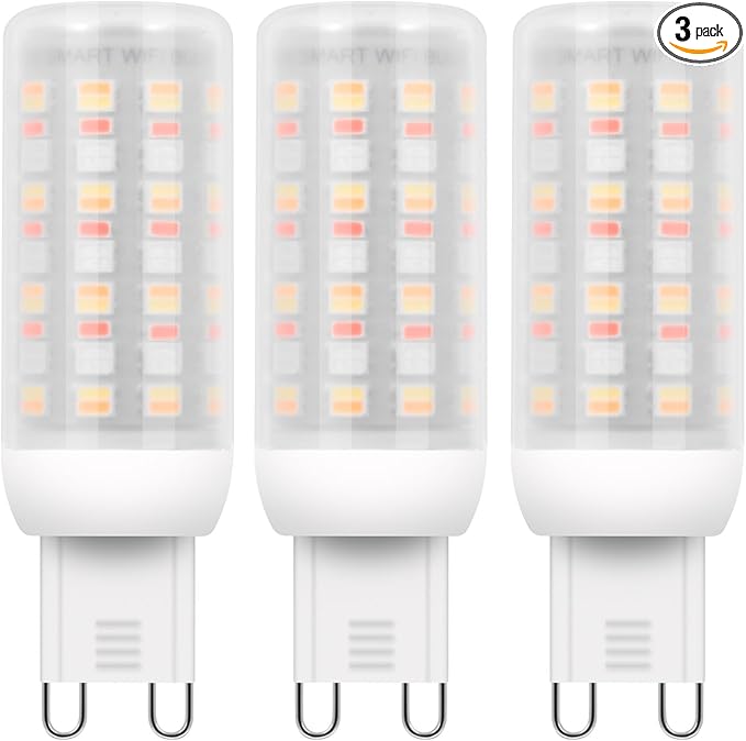 I-SHUNFA Wi-Fi RGBCW Smart G9 LED Bulbs,Compatible with Alexa/Google Home,Multicolour Dimmable,2700K-6500K,4W,400LM AC 120V,Brightness Adjustable 1%-100%,with Musical Rhythm LED Light Bulb,3 Pack
