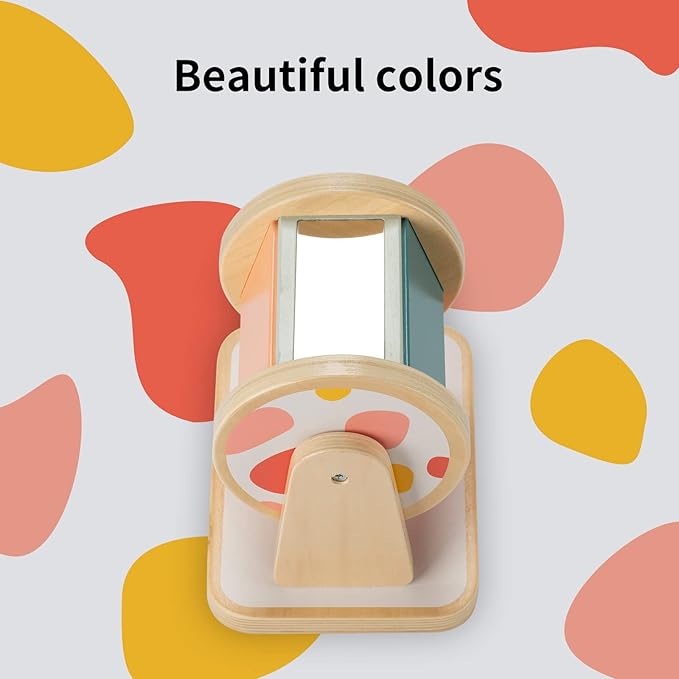 Montessori Spinning Drum, Montessori Toys for Babies 6-12 Months, Montisory Baby Toys for 1 Year Old Infant, Wooden Toy for Baby