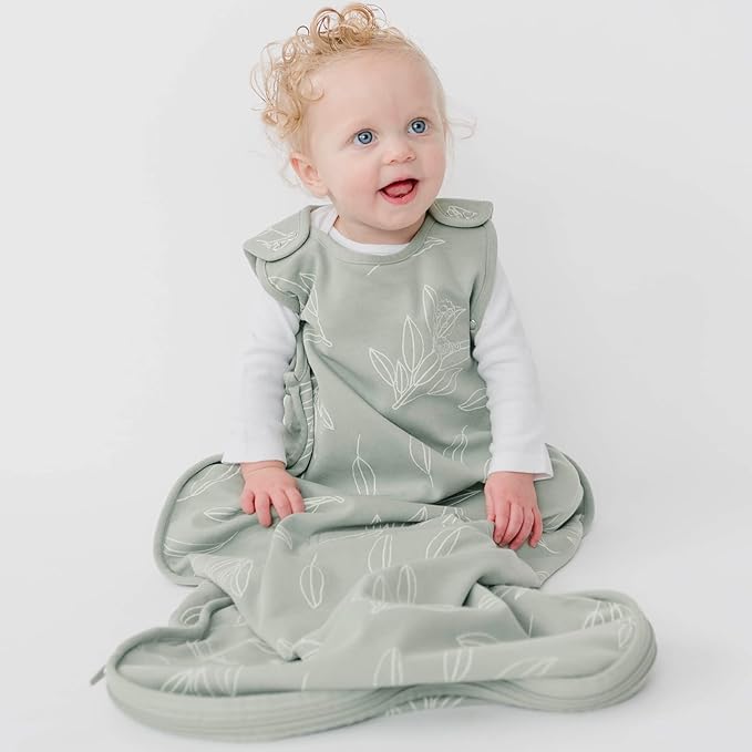Woolino Toddler Sleeping Bag, 4 Season Merino Wool and Organic Cotton Baby Sleep Bag or Sack, 2-4 Years, Sage