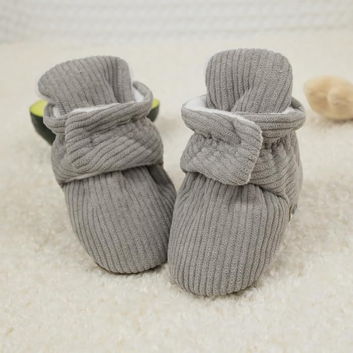 Sawimlgy Newborn Infant Baby Girl Boy Cotton Booties Stay On Sock Slippers Soft Bedroom Shoes Non-Skid Ankle Boots With Grippers Toddler Crib Warm Shoe First Walker Birthday Shower
