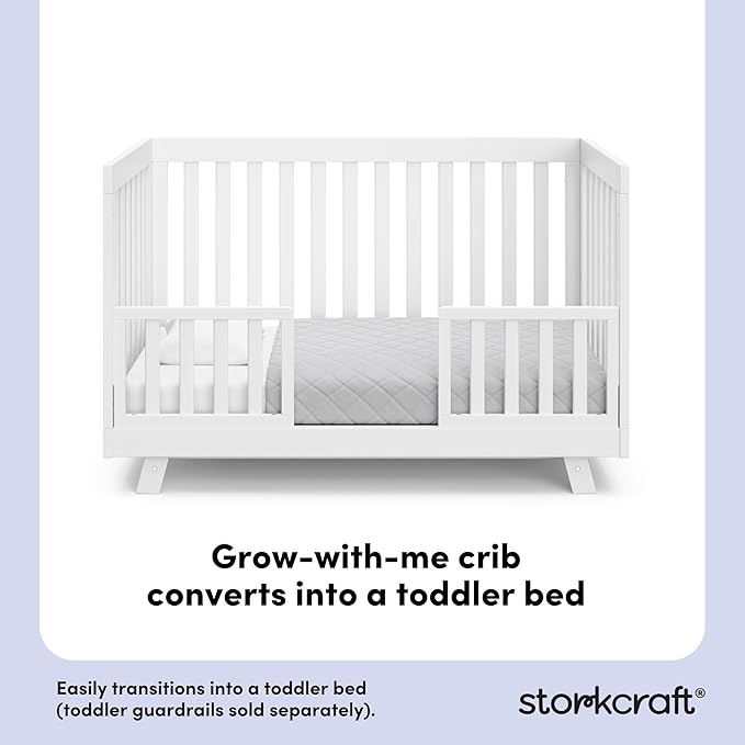 Storkcraft Beckett Convertible Crib (White) – Converts from Baby Crib to Toddler Bed and Daybed, Fits Standard Full-Size Crib Mattress, Adjustable Mattress Support Base