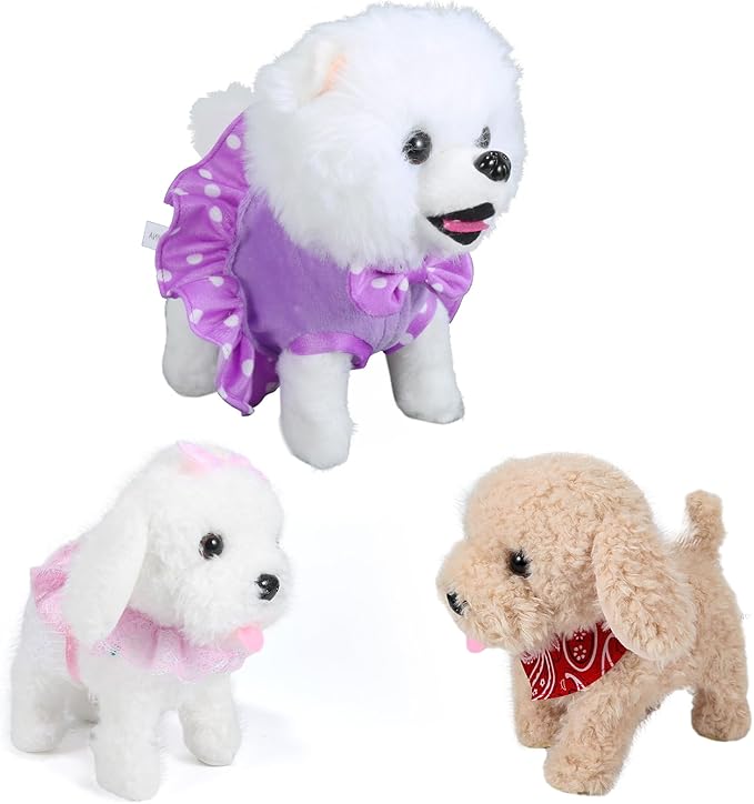 Interactive Walking Plush Puppy Toy Dog, Remote Control Electronic Robot Dog Realistic Wagging Tail, Rich Grooming Set, Gift Toy for Girls & Boys, Kids Age 3, 4, 5, 6 (Accessories Updated)