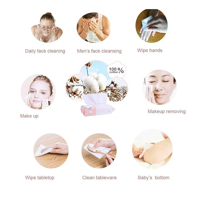 Extra Thick Cotton Tissue Careboree Face Drying Towel for Men Women Kids Disposable Dry Wipes Unscented Makeup Removing (3 pack)